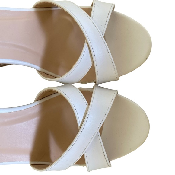 Lulu's White Cork Wedge 4" Ankle Strap Sandal.Casual Summer. Sz 7 - Picture 6 of 15